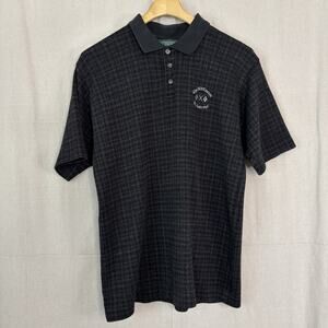 The Old Course St Andrews Plaid Polo Shirt Men Medium Dark Gray Athleisure Golf‎